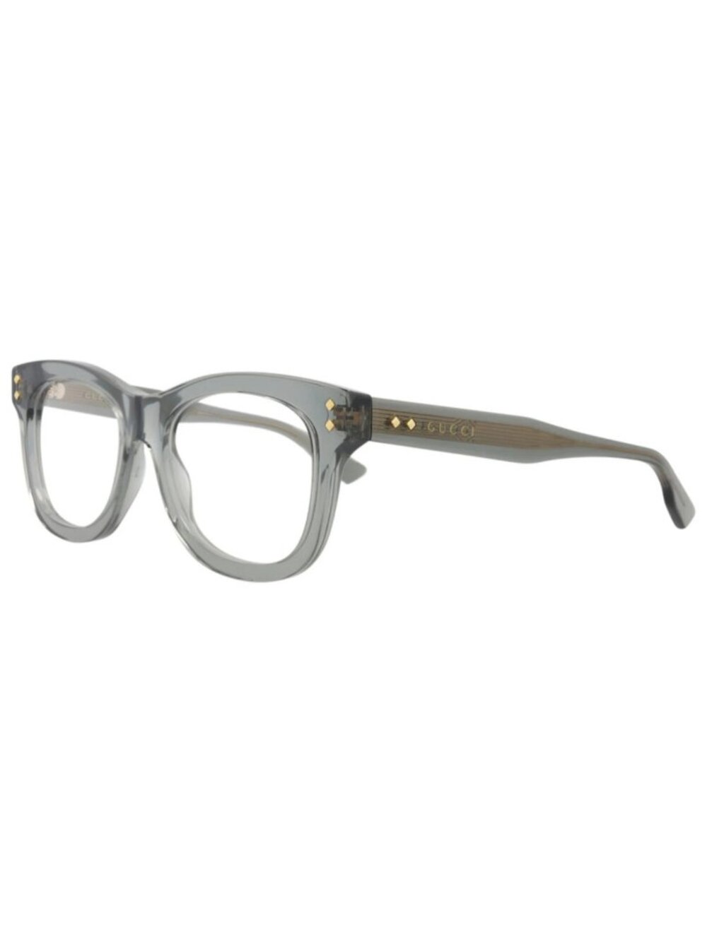 New Gucci Women's Eyeglasses Square Rectangle Acetate Frame Grey Grey